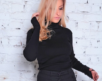 Women Sweater, Comfy Sweater For Women, Turtleneck Sweater, Black Sweater, Plus Size Clothing, Black Jumper, Winter Clothing, Loose Sweater