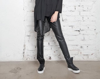 Women Black Pants, Faux Leather Pants, Black Leggings, Women Trousers, Leather Leggings, Women Sexy Pants, Plus Size Pants, Party Pants