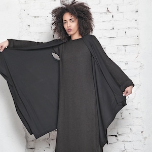 Long Black Vest, Long Vest, Black Cape, Asymmetrical Vest, Extravagant Tunic Vest, Oversize Vest, Plus Size Vest, Maxi Black Vest, Gothic