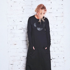 Maxi Dress, Womens Sweater Dress, Plus Size Clothing, Boho Maxi Dress, Gothic Dress, Black Dress, Kaftan Dress, Long Sleeve Dress, Steampunk