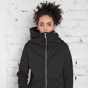 Felpa con cappuccio da allenamento, felpa con cappuccio grande per donne, felpa con cappuccio con zip invernale, felpa con cappuccio oversize, felpa nera, maglione con cappuccio taglie forti, Adeptt