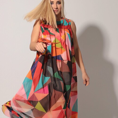 Linen Maxi Dress, Linen Dress For Women, Geometric Print Dress, Linen Long Dress, Linen Clothing, Linen shops Kaftan Dress, Linen Summer Dress