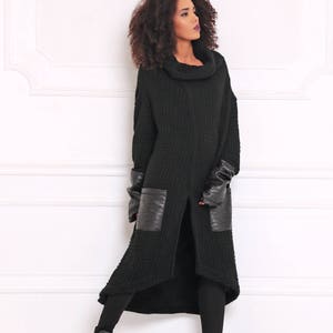 Plus Size Goth Coat For Women, Goth Cardigan In Black, Goth Winter Coat, Oversized Coat, Maxi Goth Cardigan, Women Cardigan, Winter Cardigan image 7