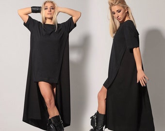 Black Maxi Dress, Asymmetric Black Dress, Plus Size Clothing, Gothic Maxi Dress, Maxi Dress, Black Long Dress, Plus Size Dress, Long Dress