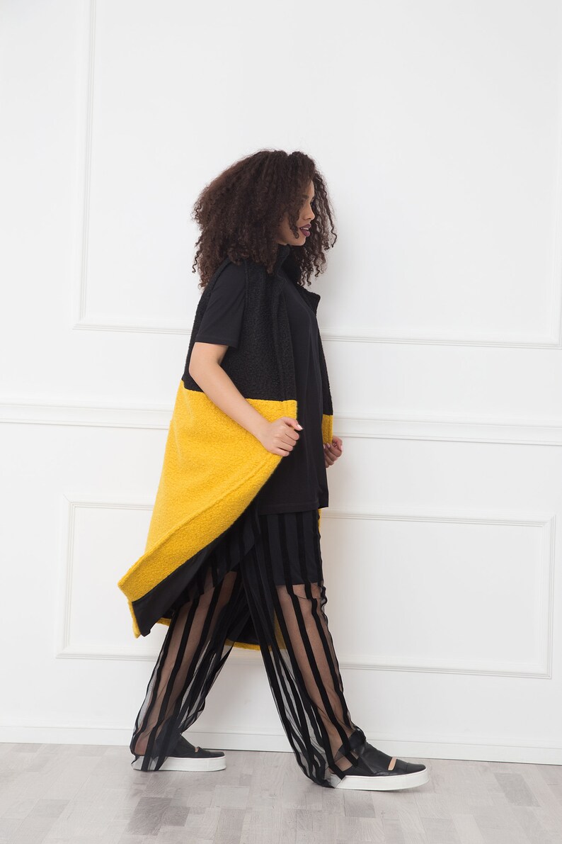 Women Vest in 2 Colors Mustard Vest Long Vest Maxi Vest Etsy