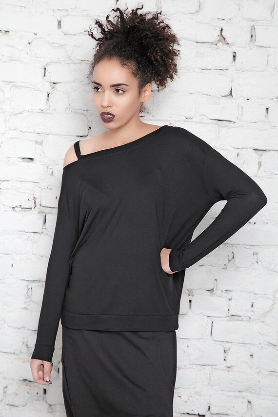black loose off the shoulder top