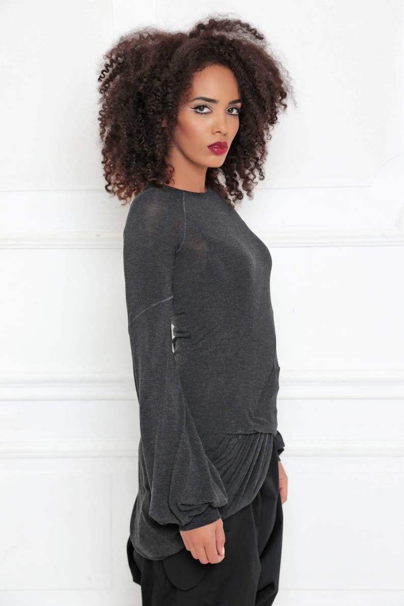 Loose Top Asymmetric Blouse Women Tunic Top Black Blouse Steampunk Plus Size Maxi Top Gothic Clothing A-3001 Maxi Blouse Wrap Top