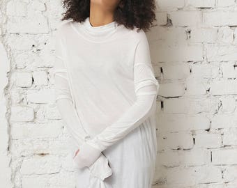 Robe col haut, Robe tunique asymétrique, Tunique blanche femme, Robe tunique grande taille, Robe tunique d’été blanche, Tunique décontractée, Robe ample