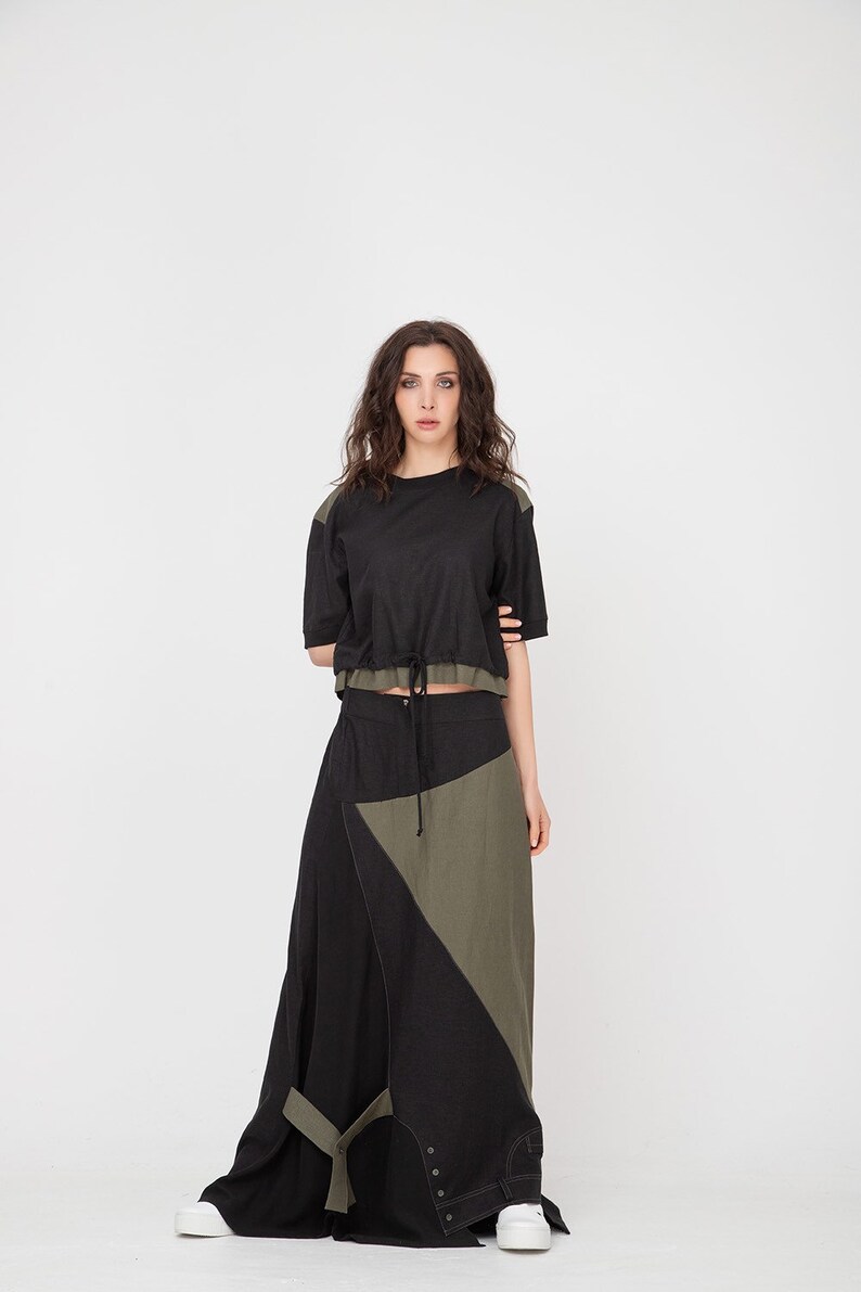 Women Linen Top Linen Crop Top Black Linen Top Linen | Etsy