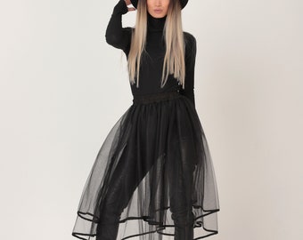 Black Tulle Skirt, Sheer Skirt, See Through Skirt, Plus Size Clothing, Knee Skirt, Long Skirt, Black Skirt, Formal Skirt, Witch Skirt