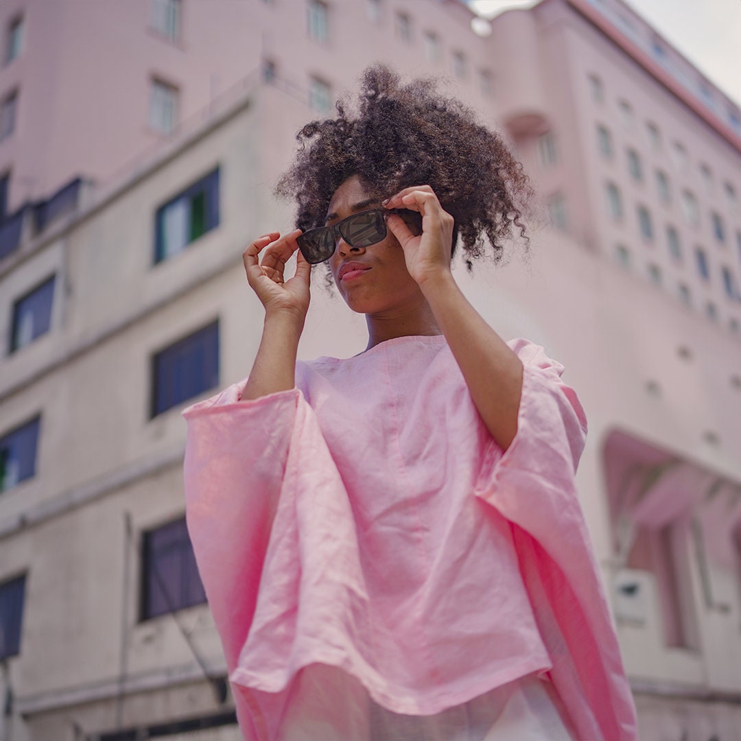 Pink Linen Top, Asymmetrical Summer Top, Womens Clothing