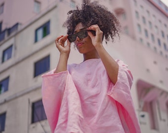 Pink Linen Top, Asymmetrical Summer Top, Womens Clothing /DAMARIS/ Boho Linen Blouse, Linen Clothing, Loose Linen Blouse, Top In Linen