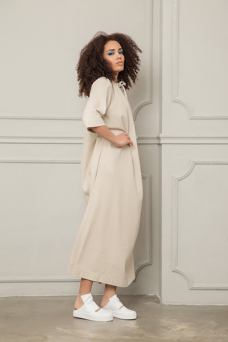 Linen Dress Linen Clothing Linen Kaftan Dress With Sleeves - Etsy