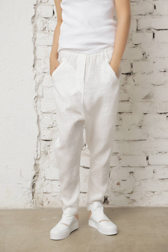 Plus size white trousers uk sale