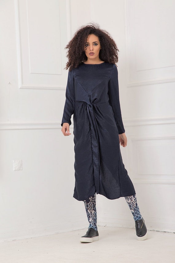 navy blue plus size midi dress