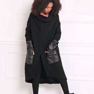 Plus Size Goth Coat For Women, Goth Cardigan In Black, Goth Winter Coat, Oversized Coat, Maxi Goth Cardigan, Women Cardigan, Winter Cardigan image 2