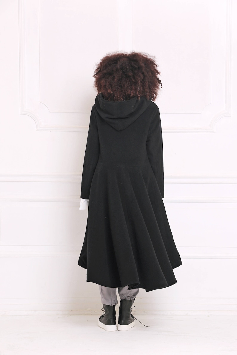 Wool Coat Black Wool Clothing Plus Size Coat Wool Hooded Etsy