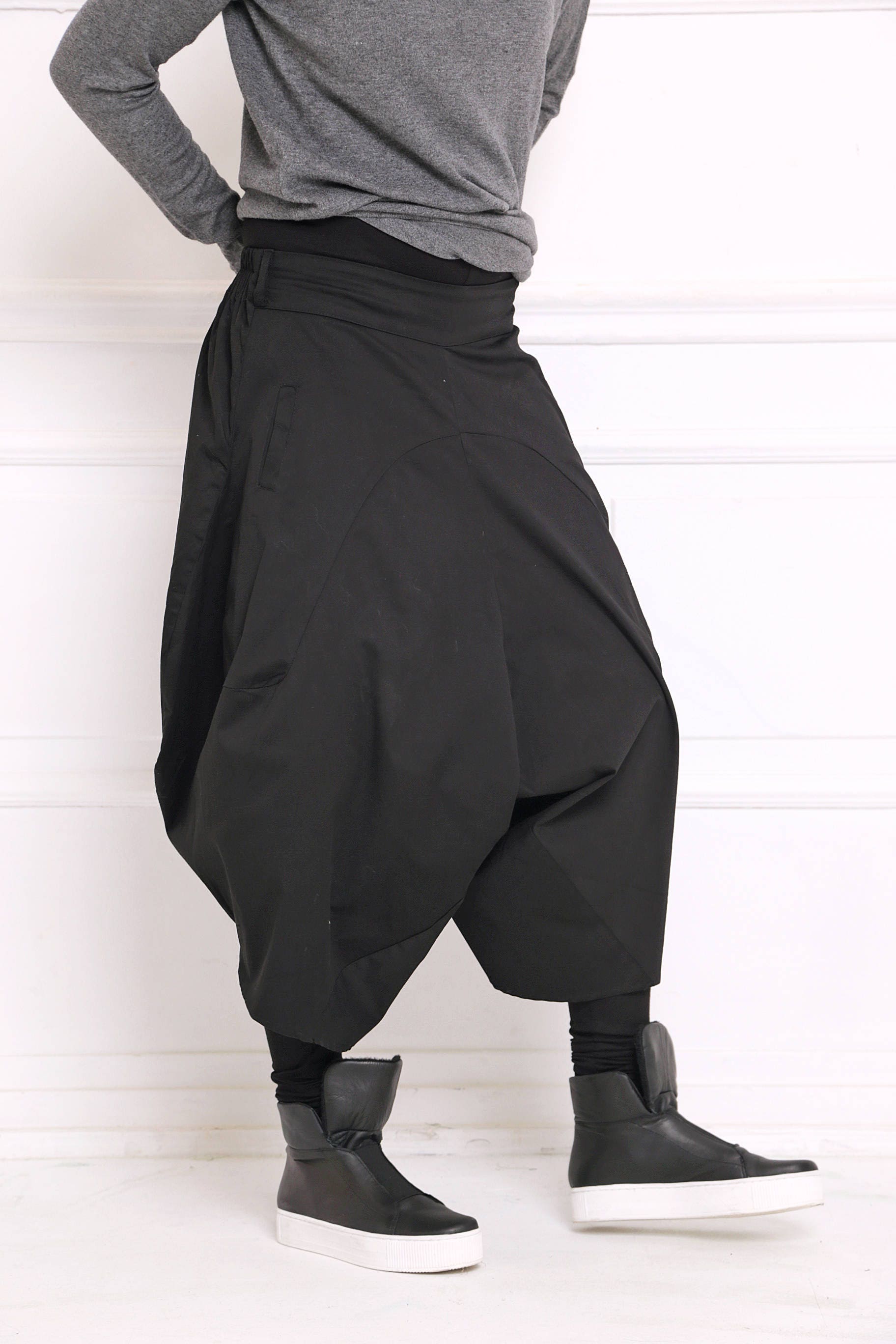 Harem Pants Capri Pants Black Pants Plus Size Clothing - Etsy