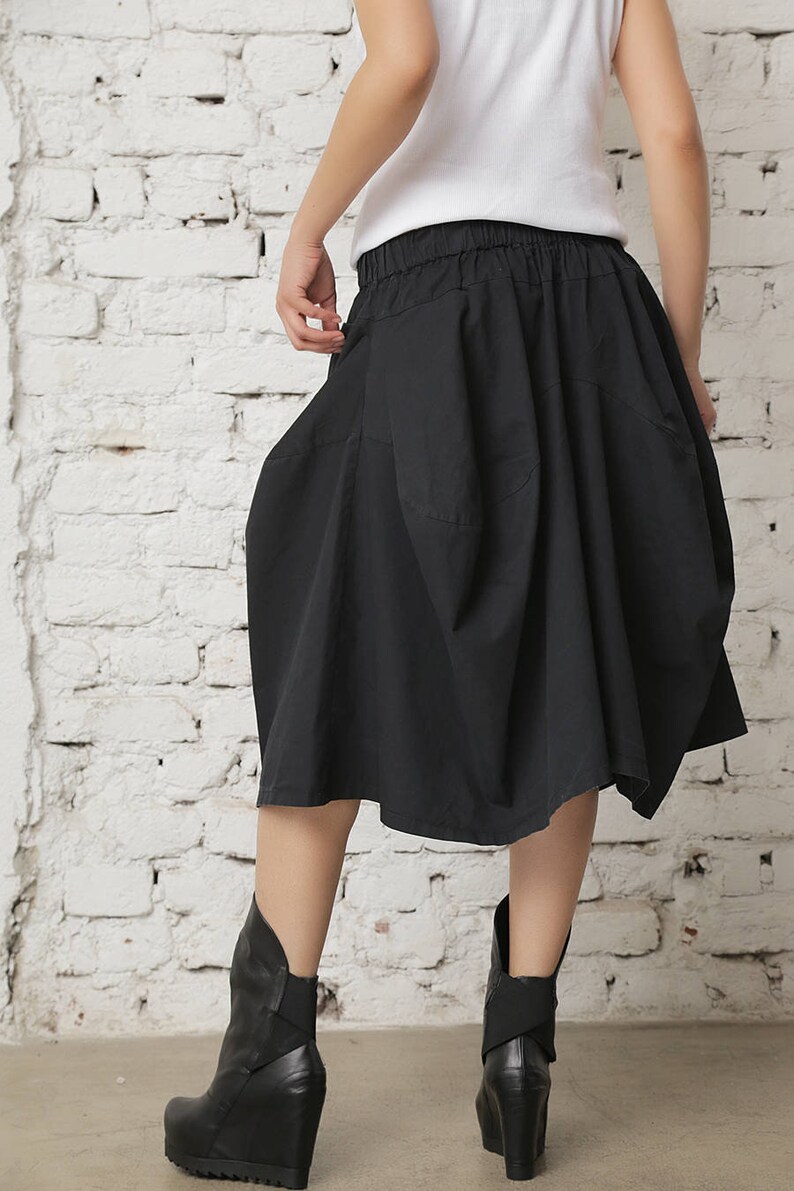 Black Skirt With Pockets Midi Skirt Casual Skirt Plus Size Etsy