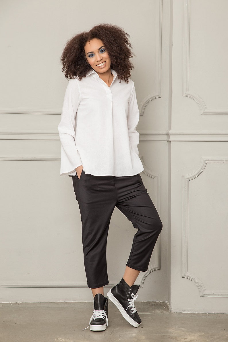 white linen tops plus size