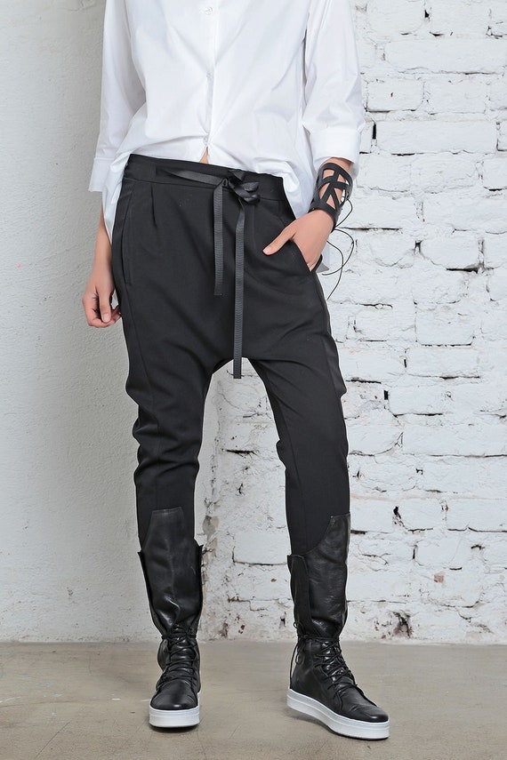 Drop Crotch Pants Women, Harem Pants, Plus Size Clothing, Black Pants,  Steampunk Pants, Wide Leg Pants, Gothic Clothing, Spring Pants Adeptt 