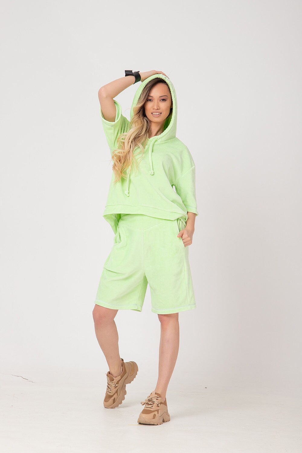 Yellow Bermuda Shorts QIQI Summer Yellow Shorts Women Etsy