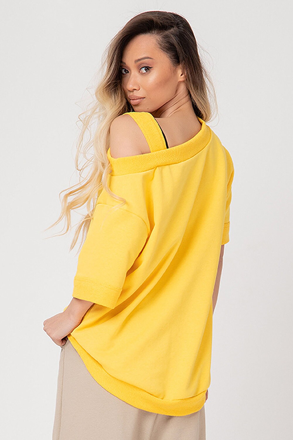 Yellow Sweatshirt Asymmetrical Sweatshirt off Shoulder - Etsy Ireland