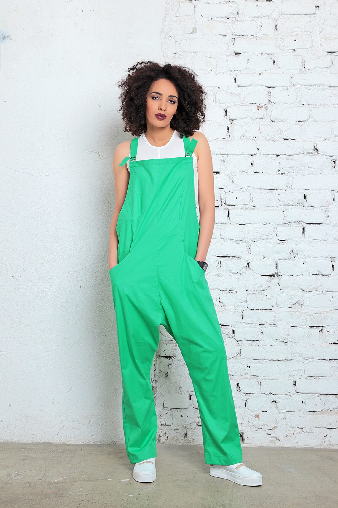 Womens Jumpsuit Harem Jumpsuit Green Jumpsuit Plus Size Etsy