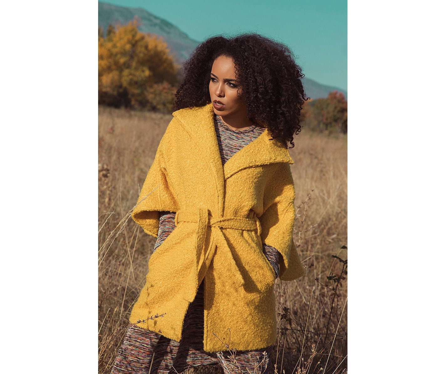 Women Yellow Coat Plus Size Clothing 