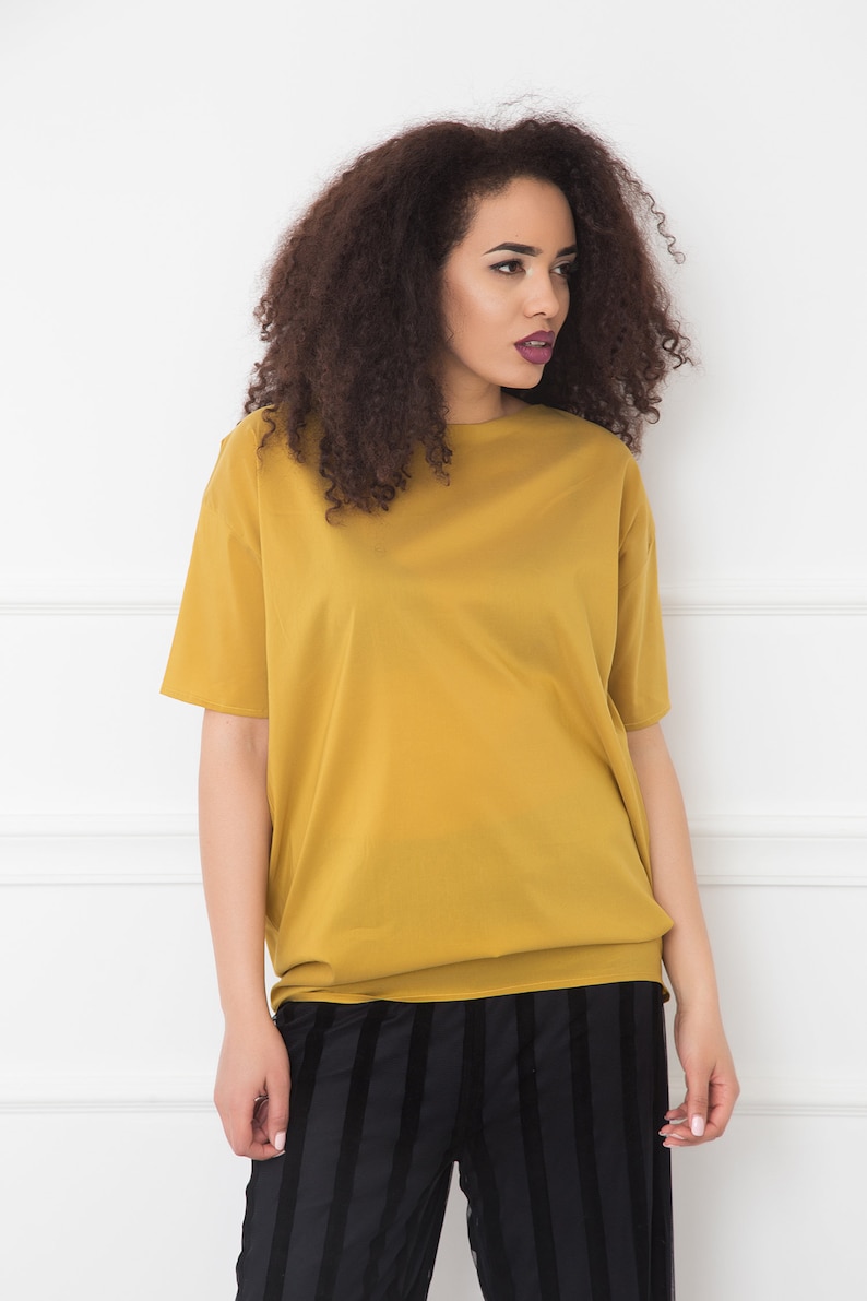 Plus Size Clothing Mustard Top With Layered Back Detail Futuristic Clothing Avant Garde Top Party Loose Top Oversize Top Women Top
