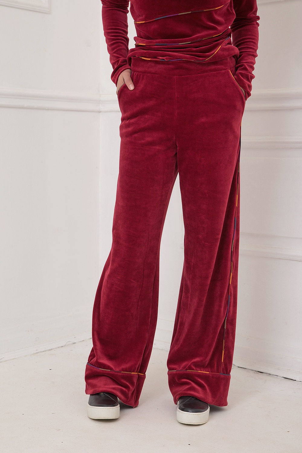 2pcs Women's Loose Velvet Blouse Wide Leg Pants Indoor Suits Comfort Fashion 2pcs Women's Loose Velvet Blouse Wide Leg Pants Indoor Suits Comfort Fashion