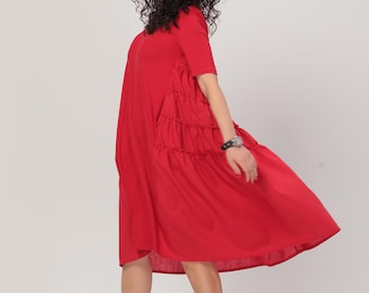 Plus size spring dress and clothing for women - Oversized black dress - Plus size midi dress for women