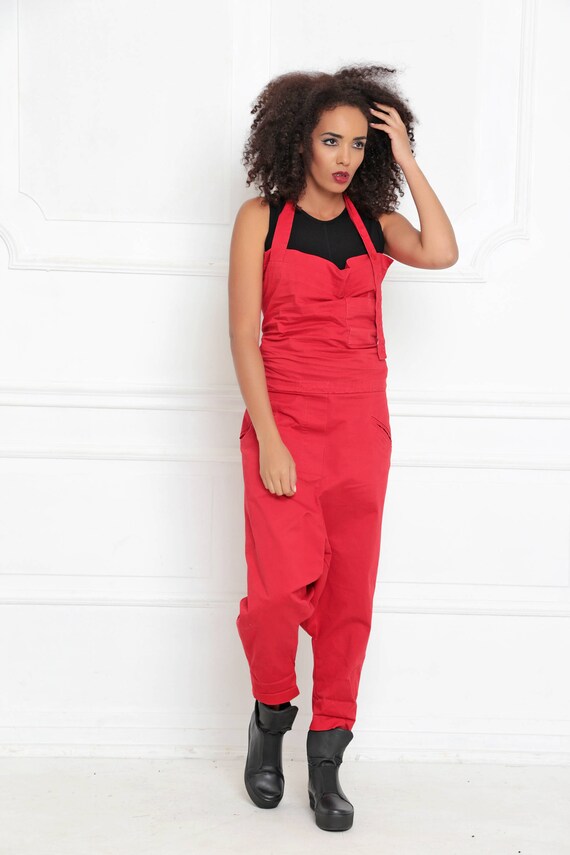 red harem jumpsuit