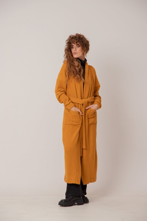 Mustard Maxi Cardigan Long Winter 