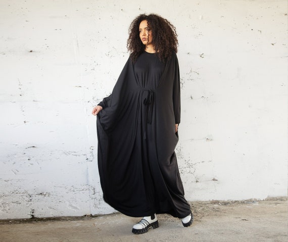 Black Viscose Jersey Kaftan Dress: Oversized Maxi Abaya - Etsy Israel Black Viscose Jersey Kaftan Dress: Oversized Maxi Abaya - Etsy Israel