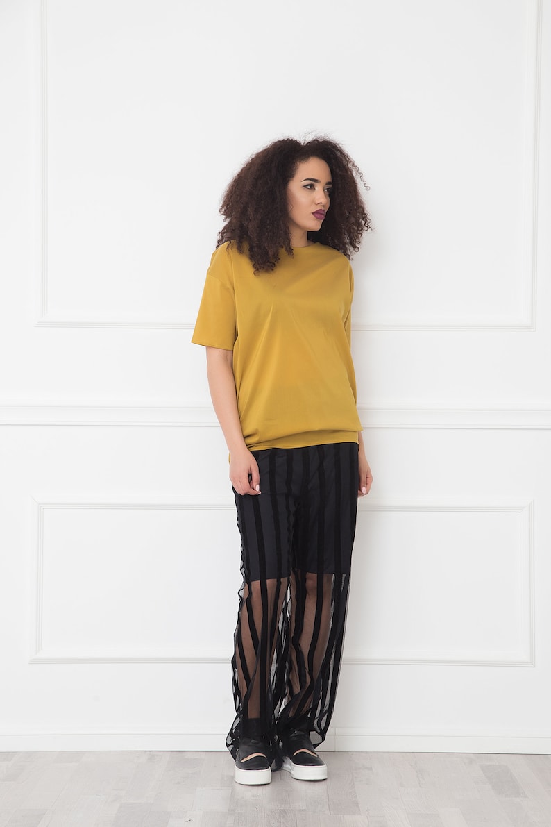 Plus Size Clothing Mustard Top With Layered Back Detail Futuristic Clothing Avant Garde Top Party Loose Top Oversize Top Women Top