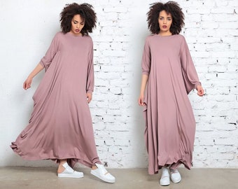 Abaya maxi dress in plus size and rose ash - Caftan clothing for women - Oversized kaftan boho dress