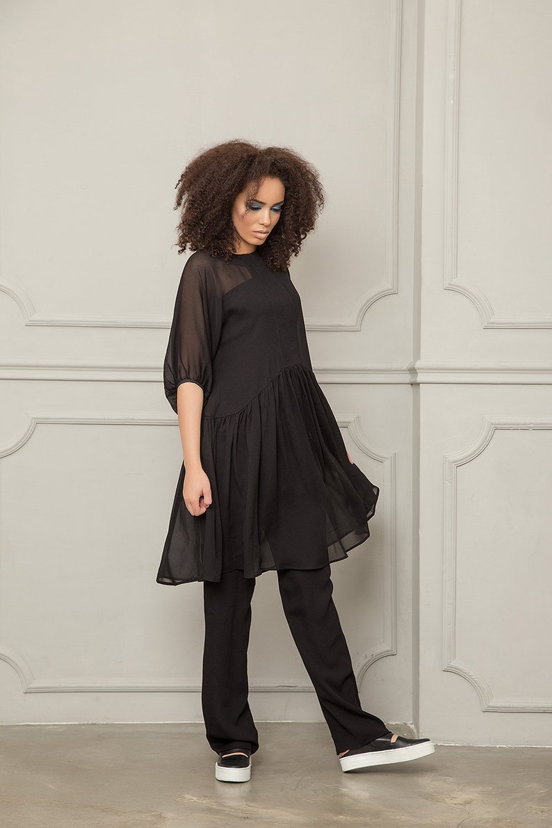 Black Tunic Dress Plus Size Tunic Long Tunic Summer Tunic Etsy