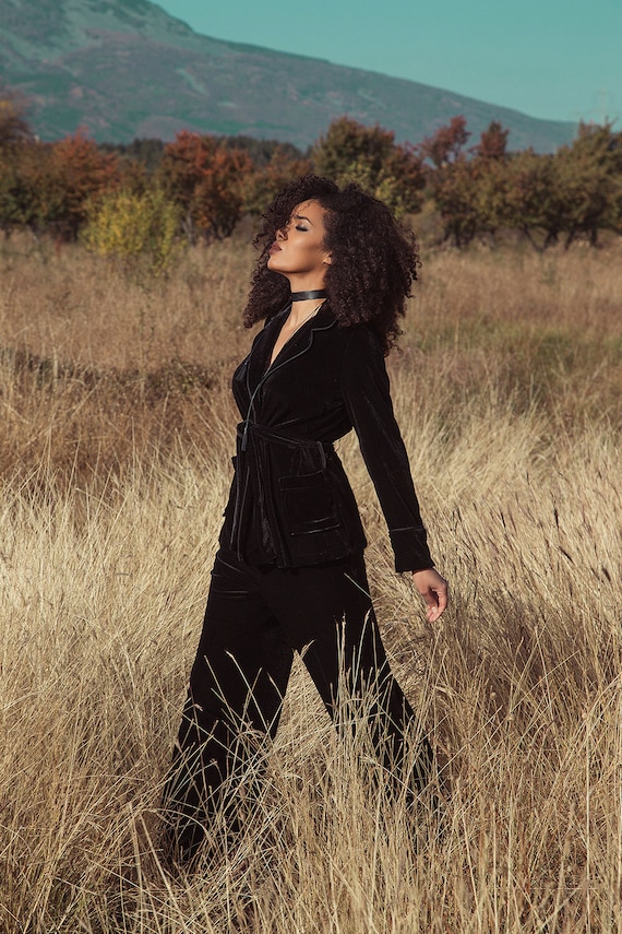 Black velvet top plus size top