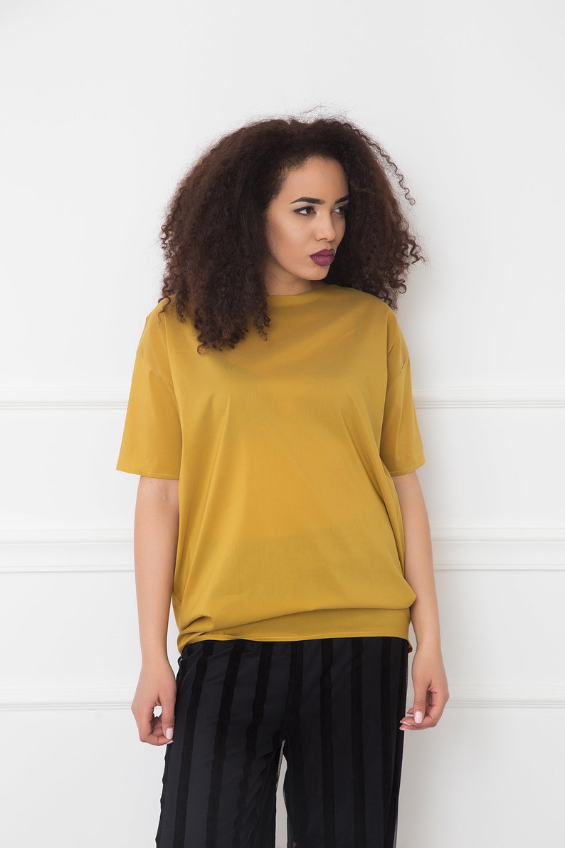 Plus Size Clothing Mustard Top With Layered Back Detail Futuristic Clothing Avant Garde Top Party Loose Top Oversize Top Women Top