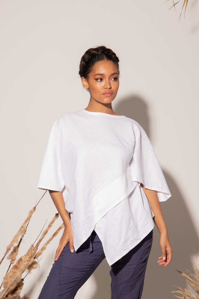 Linen Clothing for Women Linen Blouse White Linen Top / Etsy