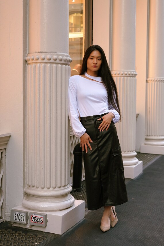 Mid-rise Waist Eco Leather Skirt NARRY, Eco Leather Skirt  