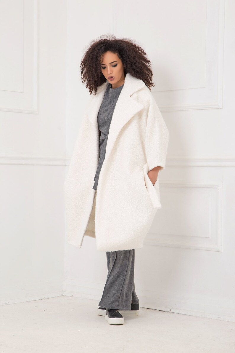 White Winter Coat Women White Coat Elegant Coat Plus Size Etsy