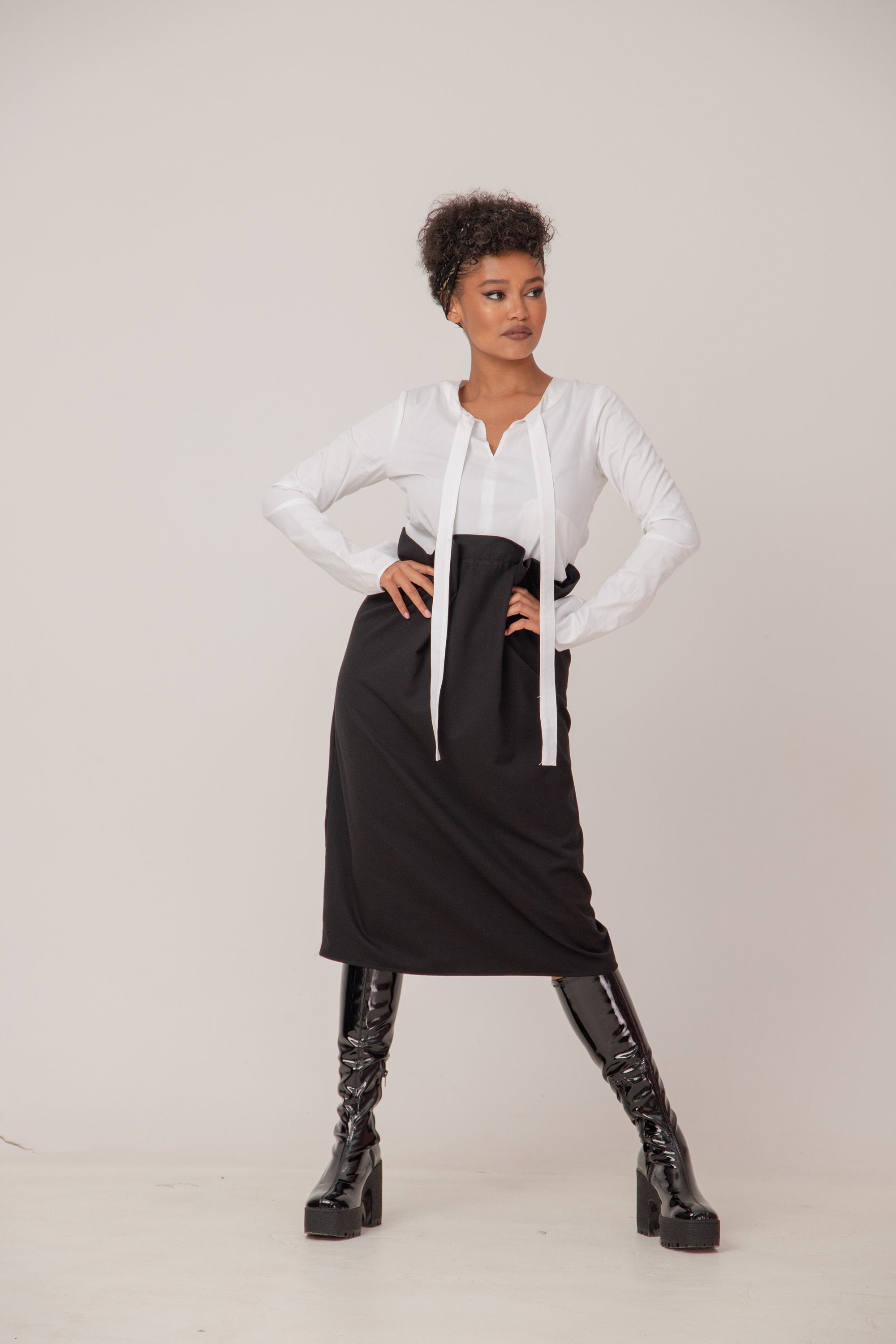Black and White Midi Dress: Elegant Poplin Cotton Dress - Etsy