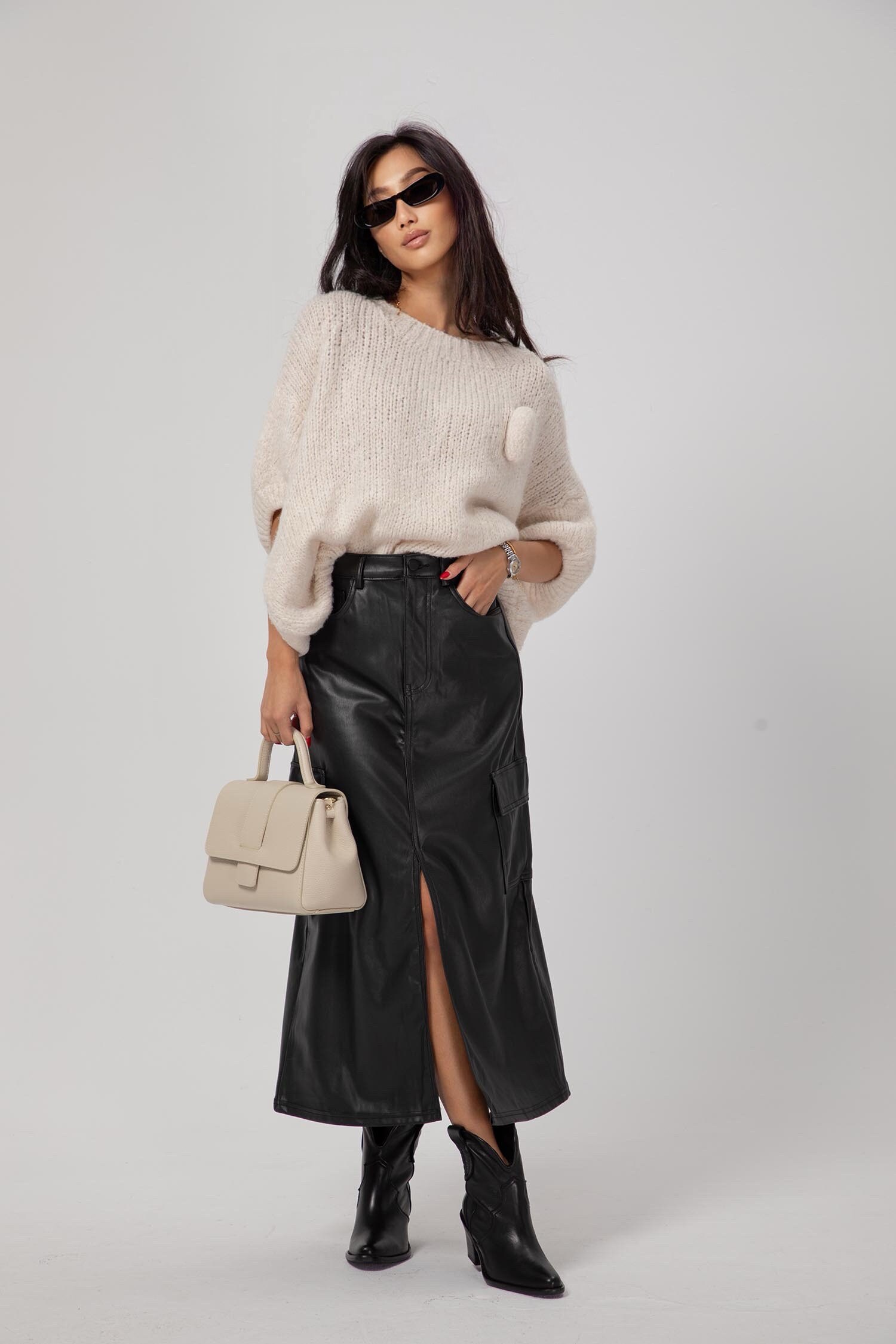 Mid-rise Waist Eco Leather Skirt NARRY, Eco Leather Skirt  