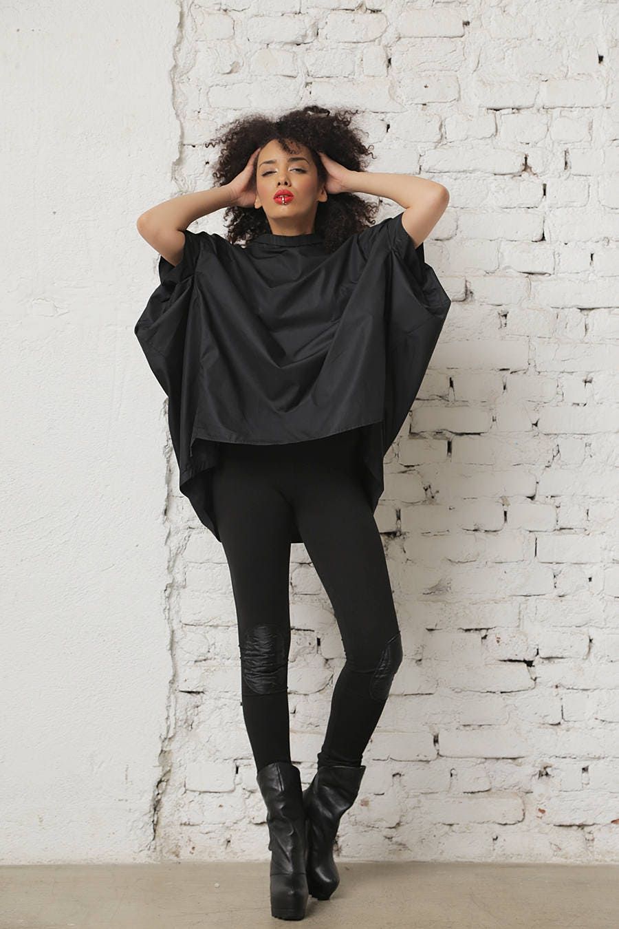 Long Sleeve Oversized Tunic - Black