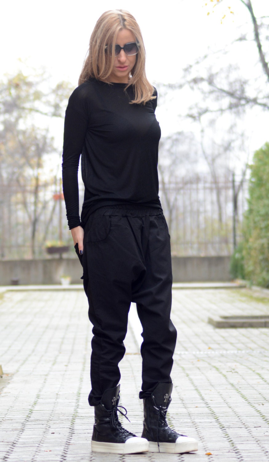 Black Drop Crotch Pants/ Extravagant Pants/ Asymmetric Pants/ | Etsy