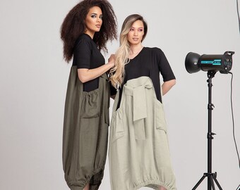 Linen Dress, Linen Clothing, Extravagant Dress / RETORA / Linen Clothes, Summer Dress, Asymmetrical Women Dress, Women Harem Dress, Adeptt