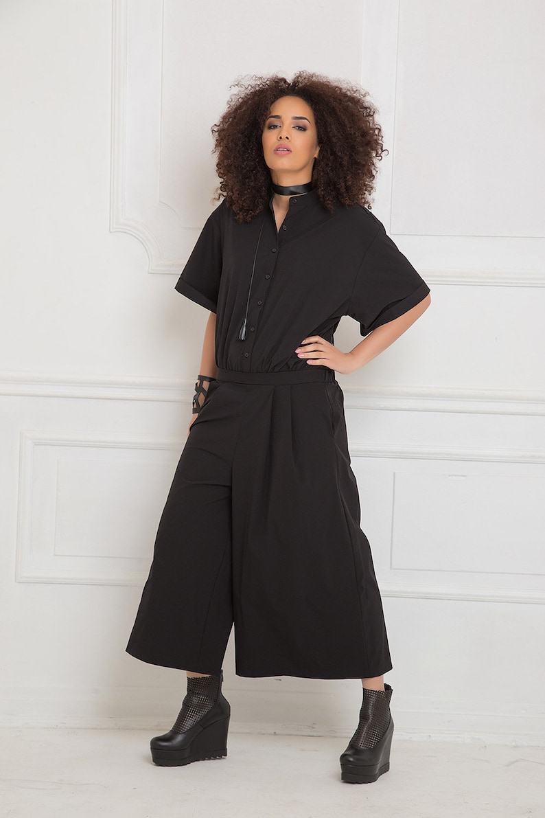 Black Jumpsuit, Women shops Romper, Black Overall, Plus Size Clothing, Japanese Clothing, Plus Size Harem Pants, Gothic Clothing, Maxi Jumpsuit,