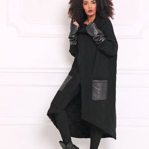 Plus Size Goth Coat For Women, Goth Cardigan In Black, Goth Winter Coat, Oversized Coat, Maxi Goth Cardigan, Women Cardigan, Winter Cardigan image 6